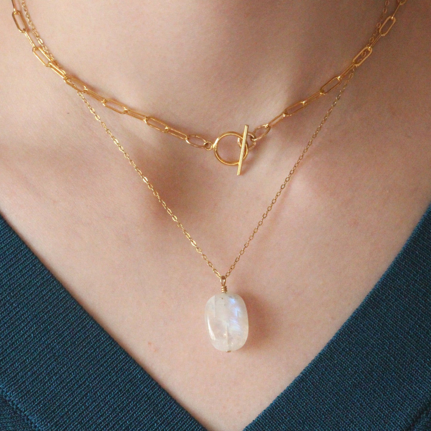 Clarity Rainbow Moonstone Pendant Necklace