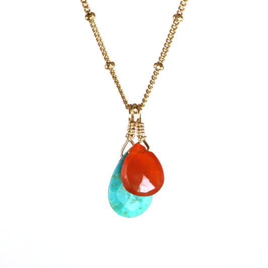 Joie Carnelian and Turquoise Necklace