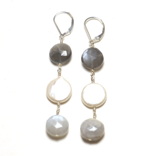 High Moonstone Pearl Earrings