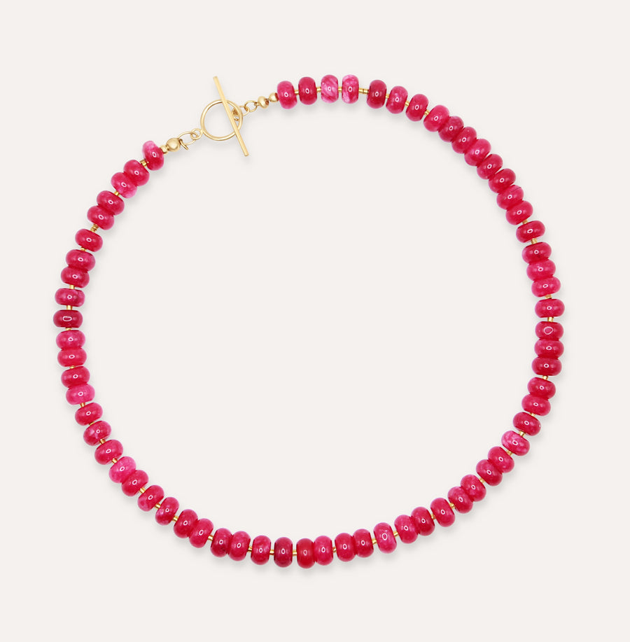 Rasberry Beaded Collar Necklace