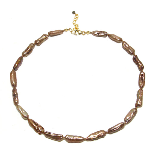 Mocha Delights Biwa Pearl Necklace