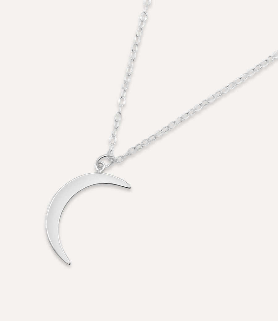 Crescent Moon Sterling Silver Necklace