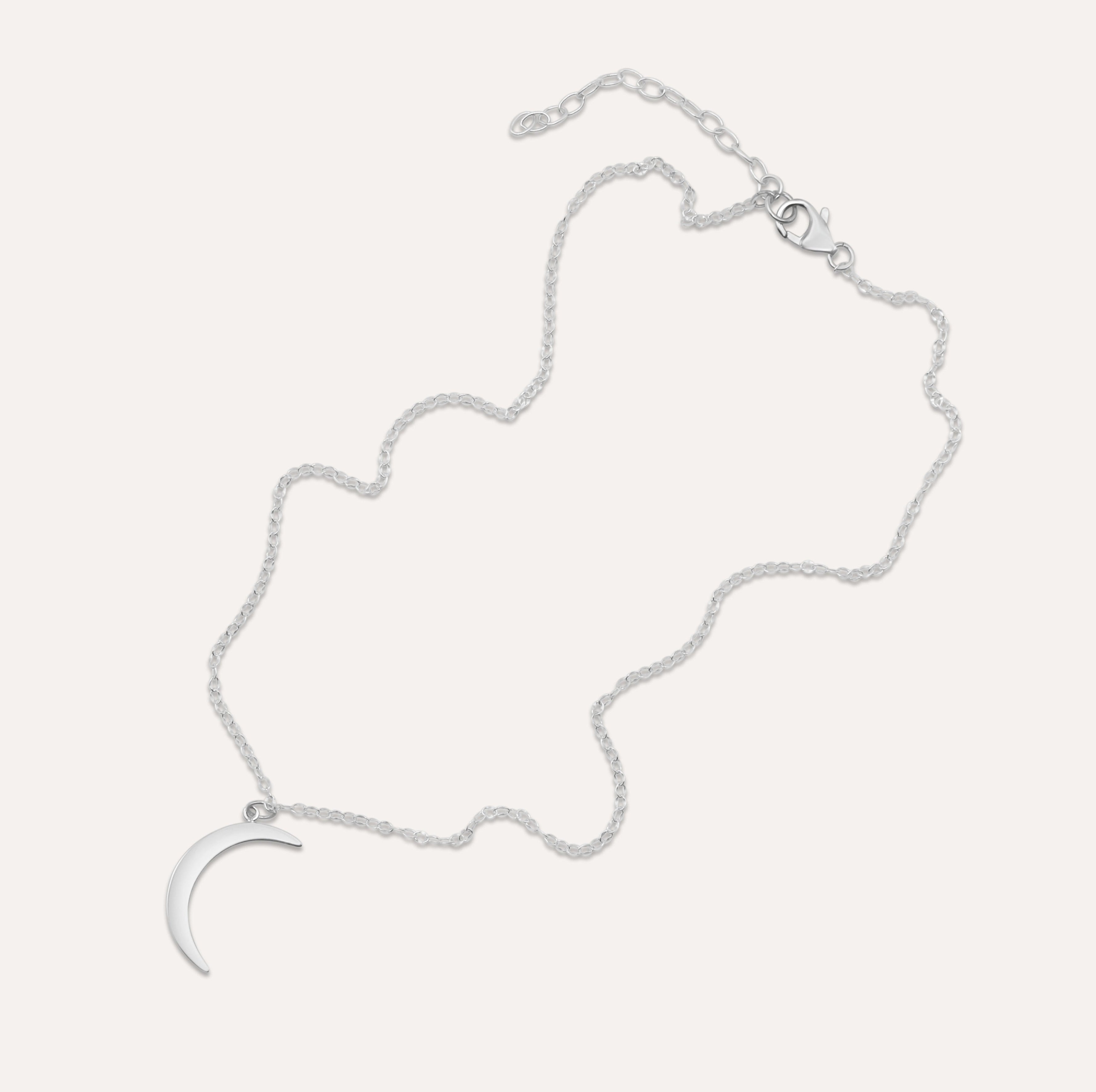 Crescent Moon Sterling Silver Necklace