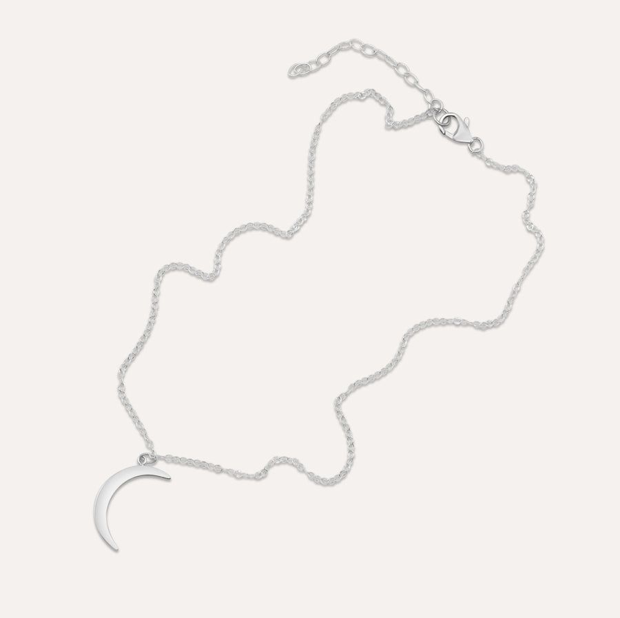 Crescent Moon Sterling Silver Necklace