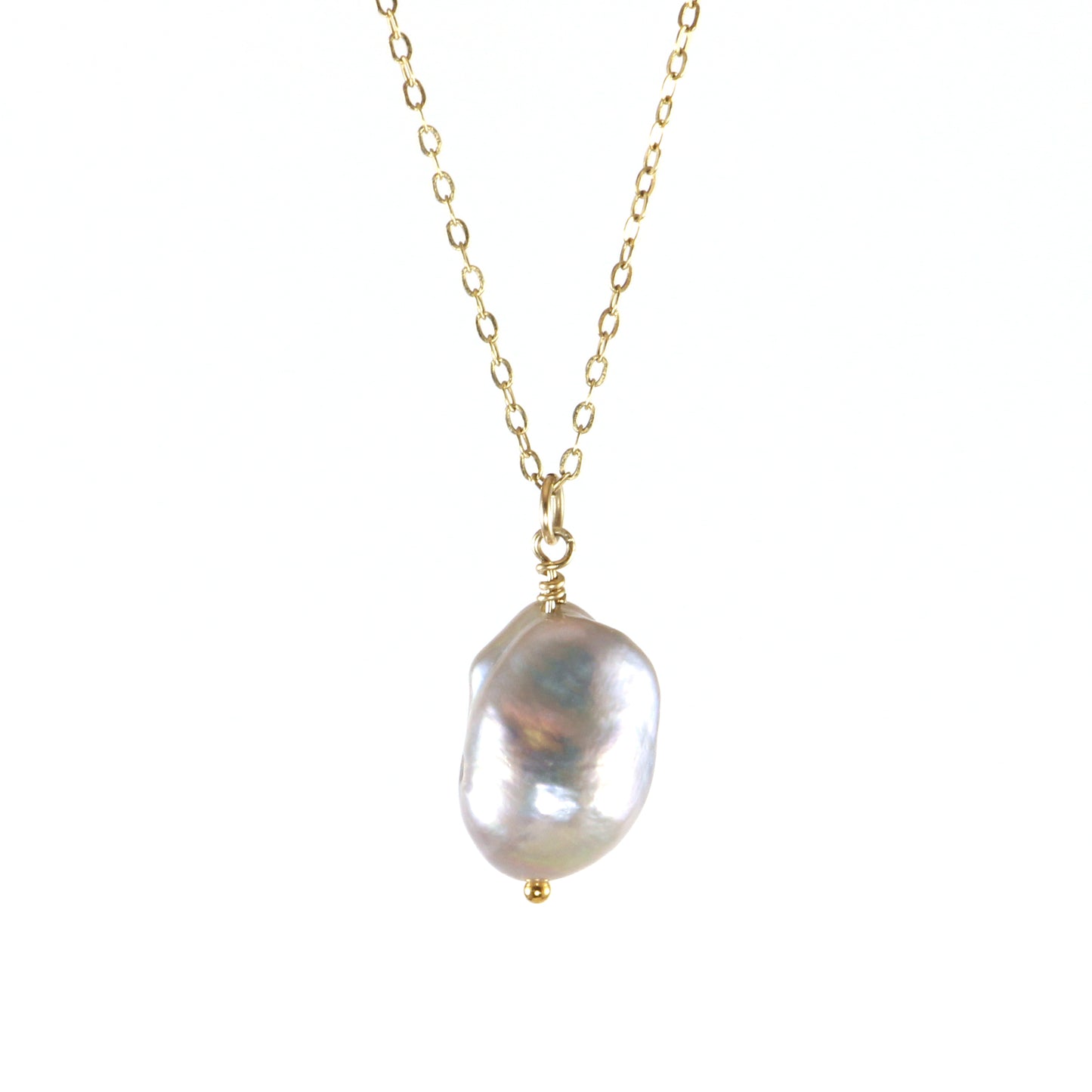 Silver Baroque Pearl Pendant Necklace