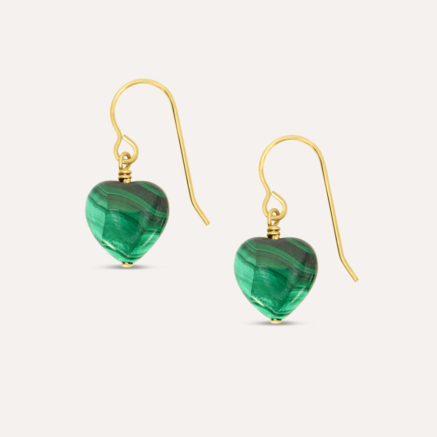 Malachite Heart Earrings