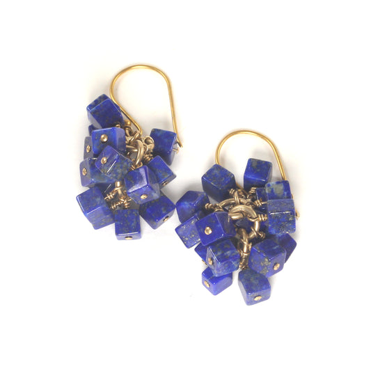 Lapis Luxe Cube Cluster Earrings