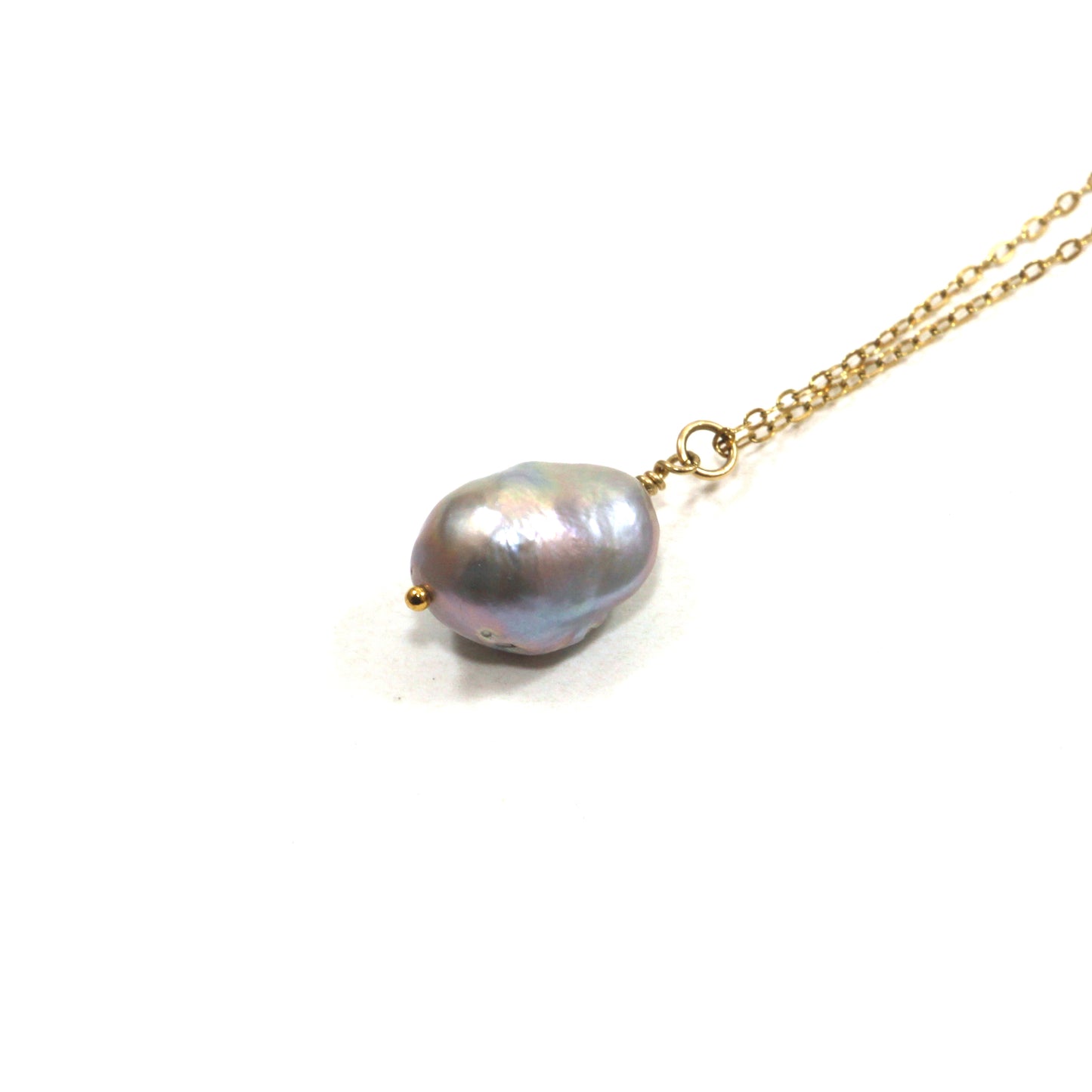 Silver Baroque Pearl Pendant Necklace