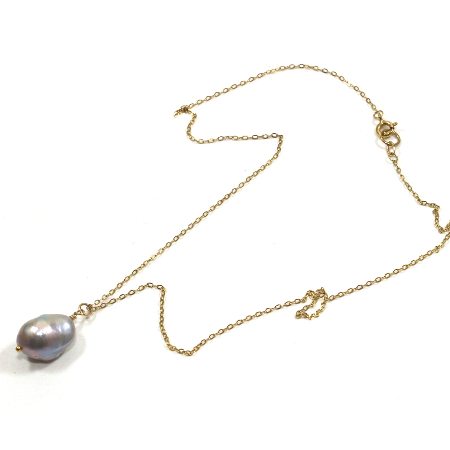 Silver Baroque Pearl Pendant Necklace