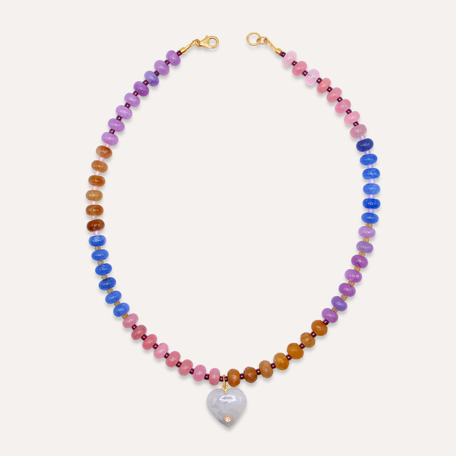 Sunset & Moonstone Heart Necklace