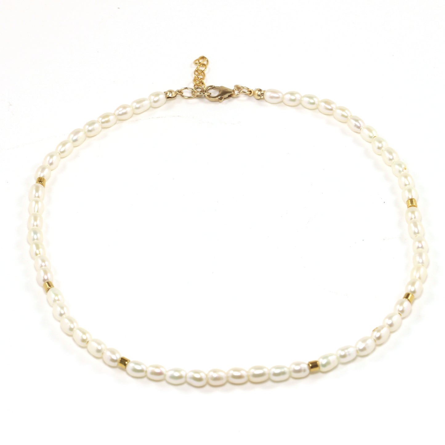 Spot on Oval Pearl Choker with Gold Accents