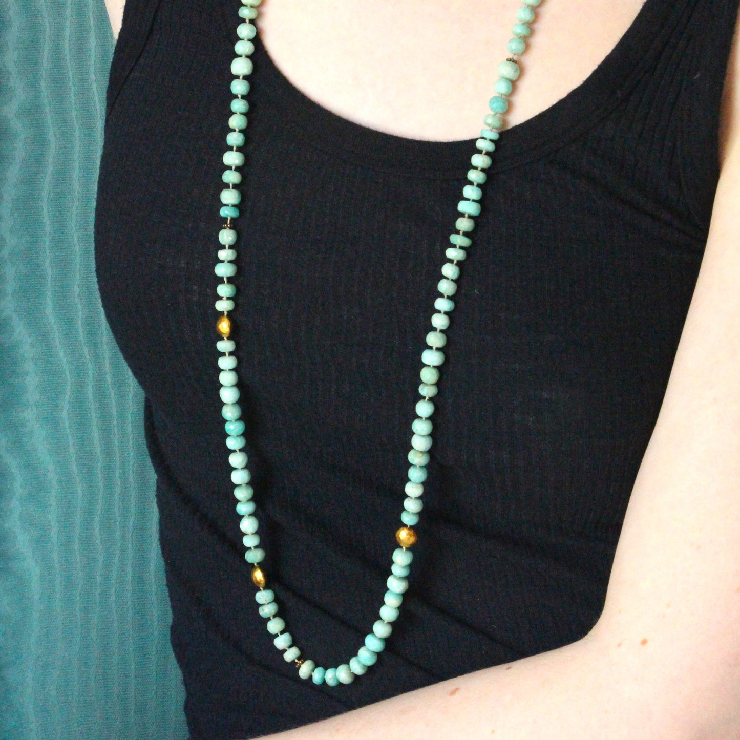 Smeralda Long Hand-knotted Amazonite Necklace