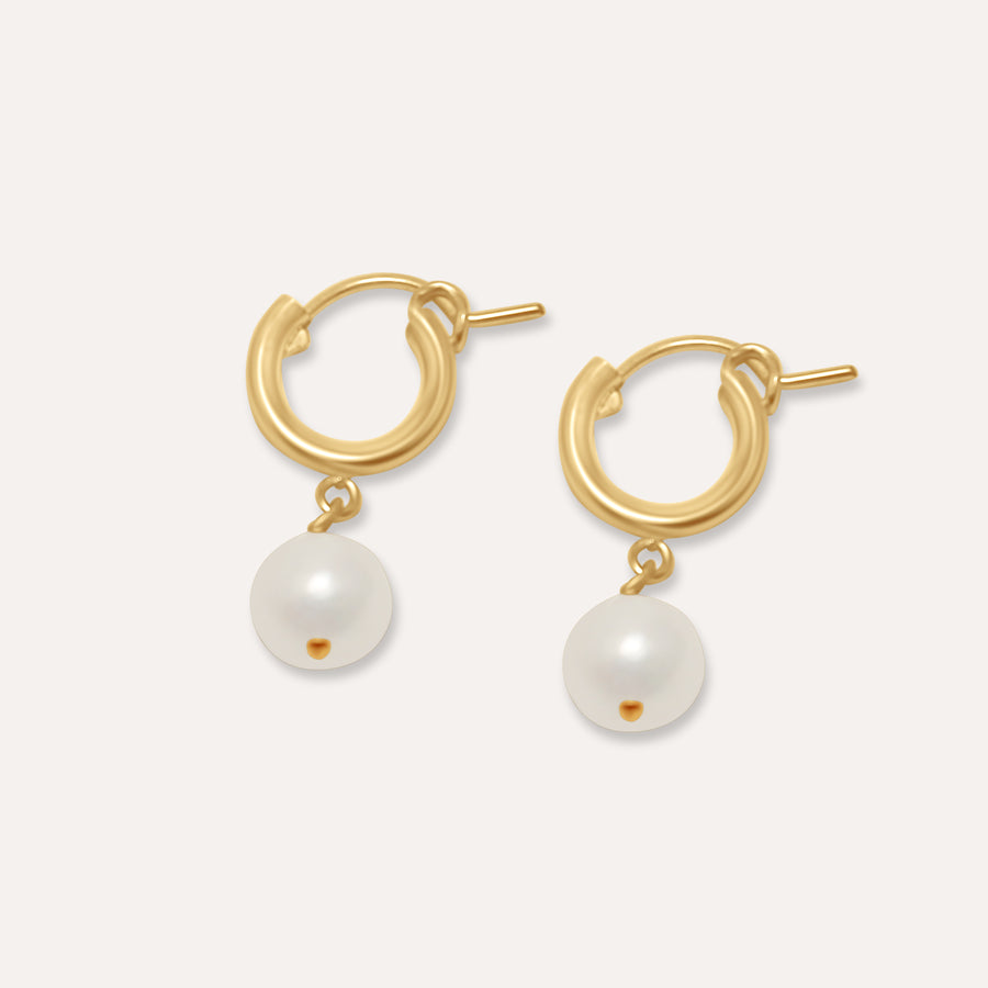 Small Treasures Pearl Drop Hoop Earrings