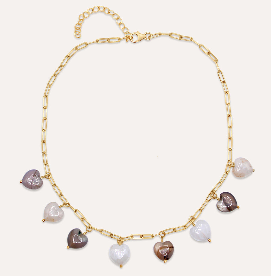 Brazilian Agate Hearts Necklace