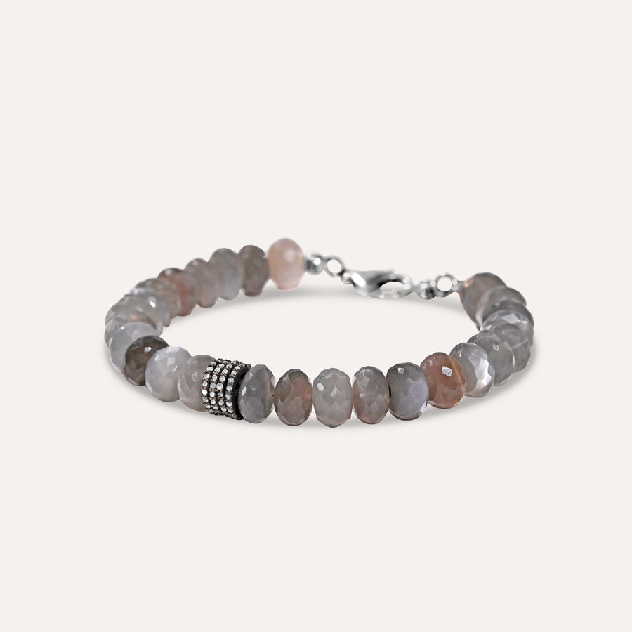 Gone Platinum Moonstone with Pave Diamonds Bracelet