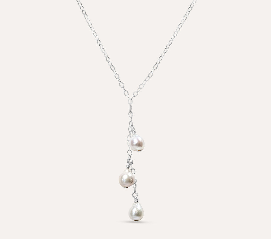 Memorable Pearls + Sterling Lariat