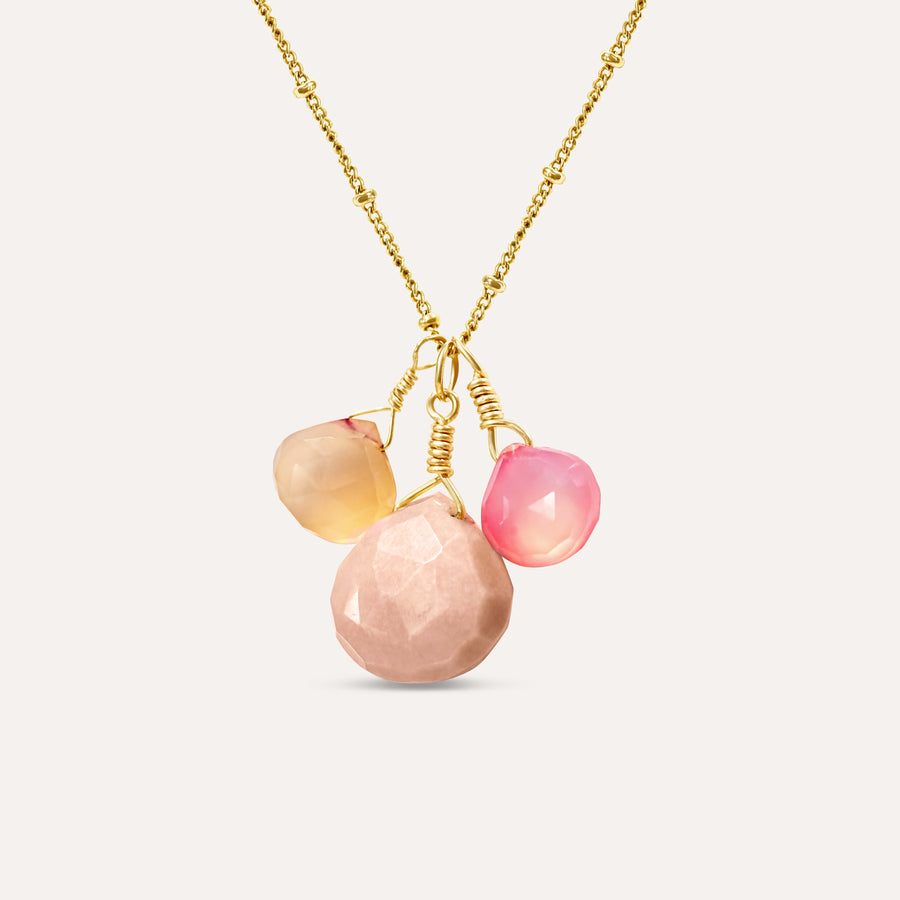 Peach+Pink Pendant Necklace