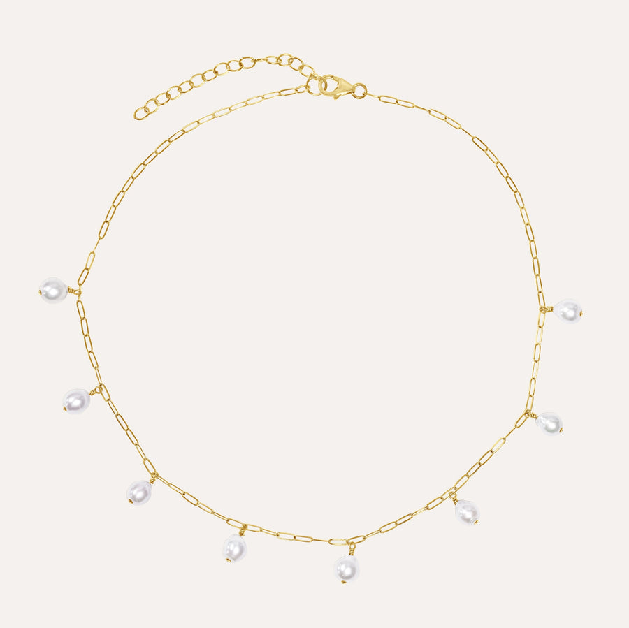 Baroque Pearl & Paperclip Chain Necklace