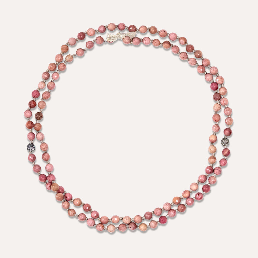 Pink Rhodochrosite Long Necklace