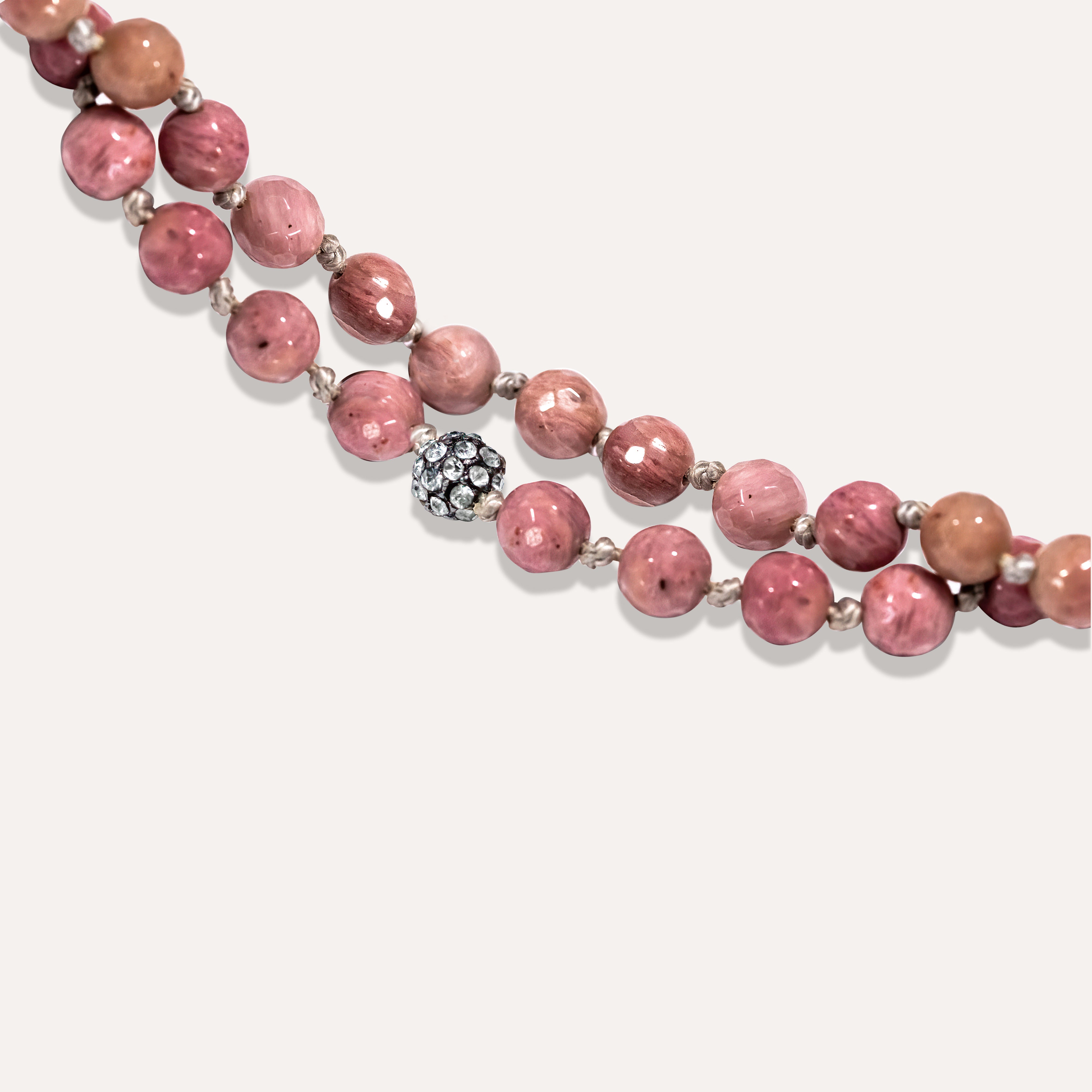 Pink Rhodochrosite Long Necklace