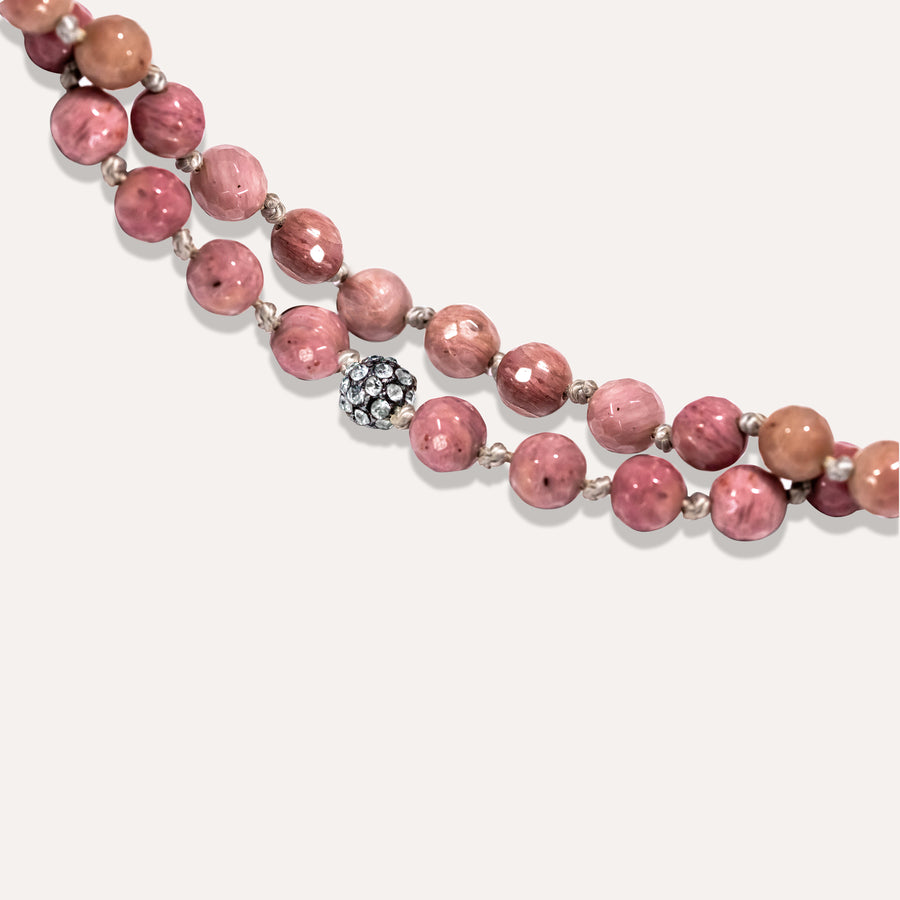 Pink Rhodochrosite Long Necklace