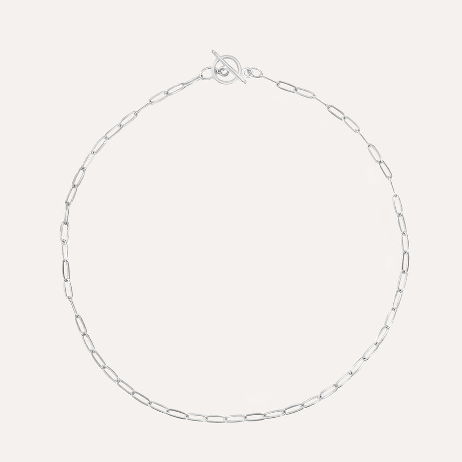 Sleek Sterling Silver Paperclip Necklace
