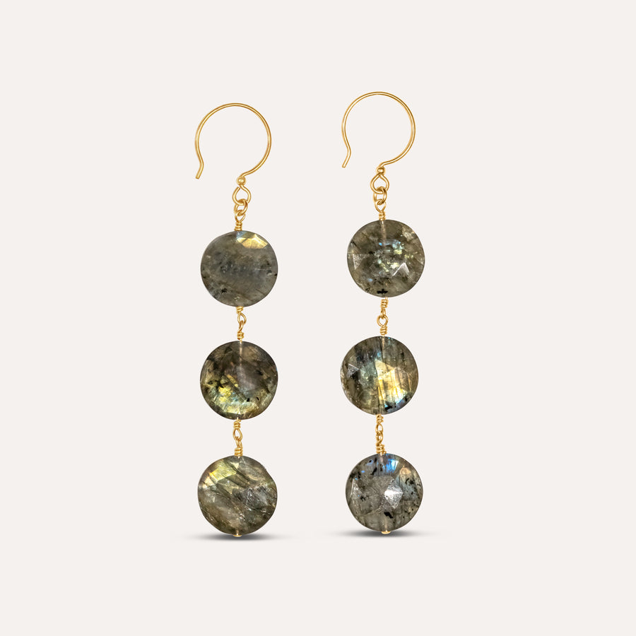 Labradorite Coin Earrings