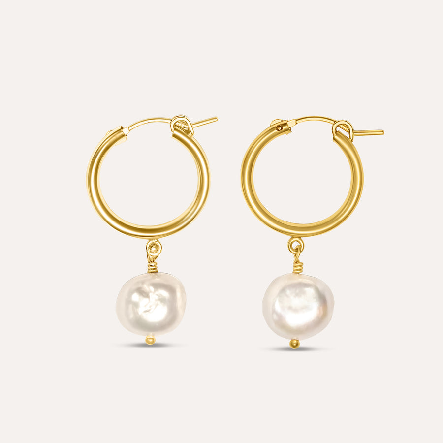 Baroque Pearl Hoop Earrings