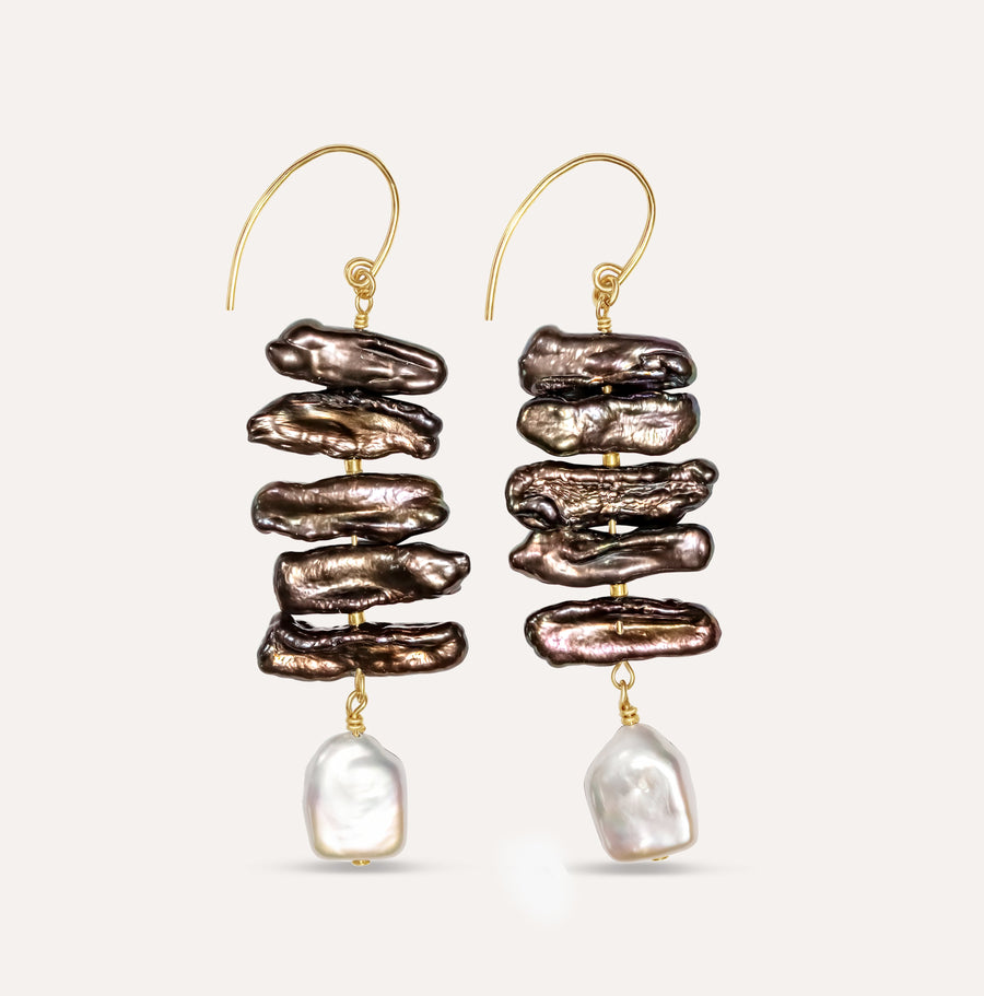 Lake Peacock Biwa Earrings