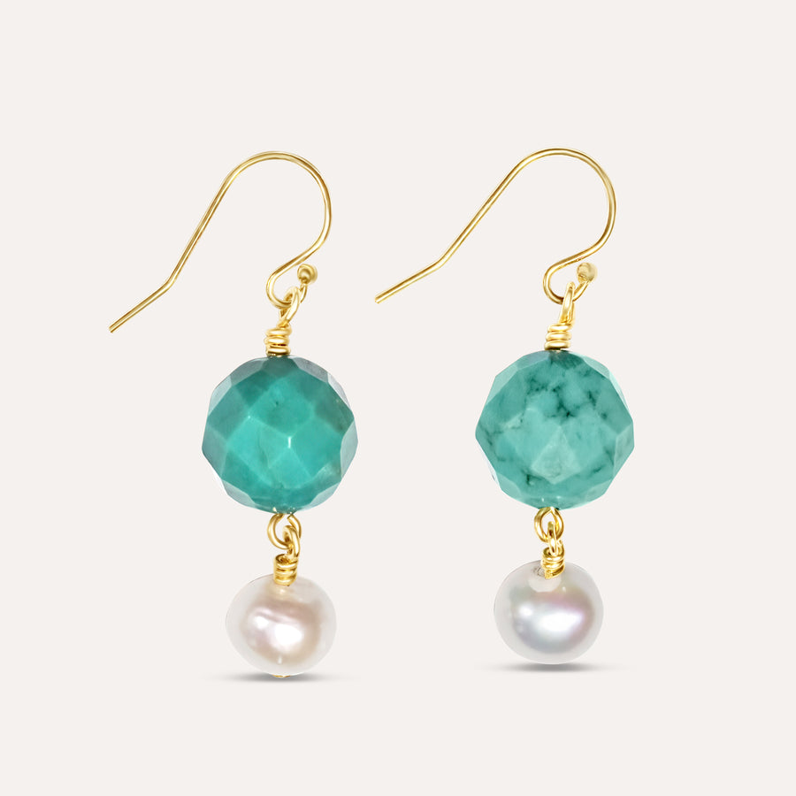 Turquoise and Pearl Drop Earrings