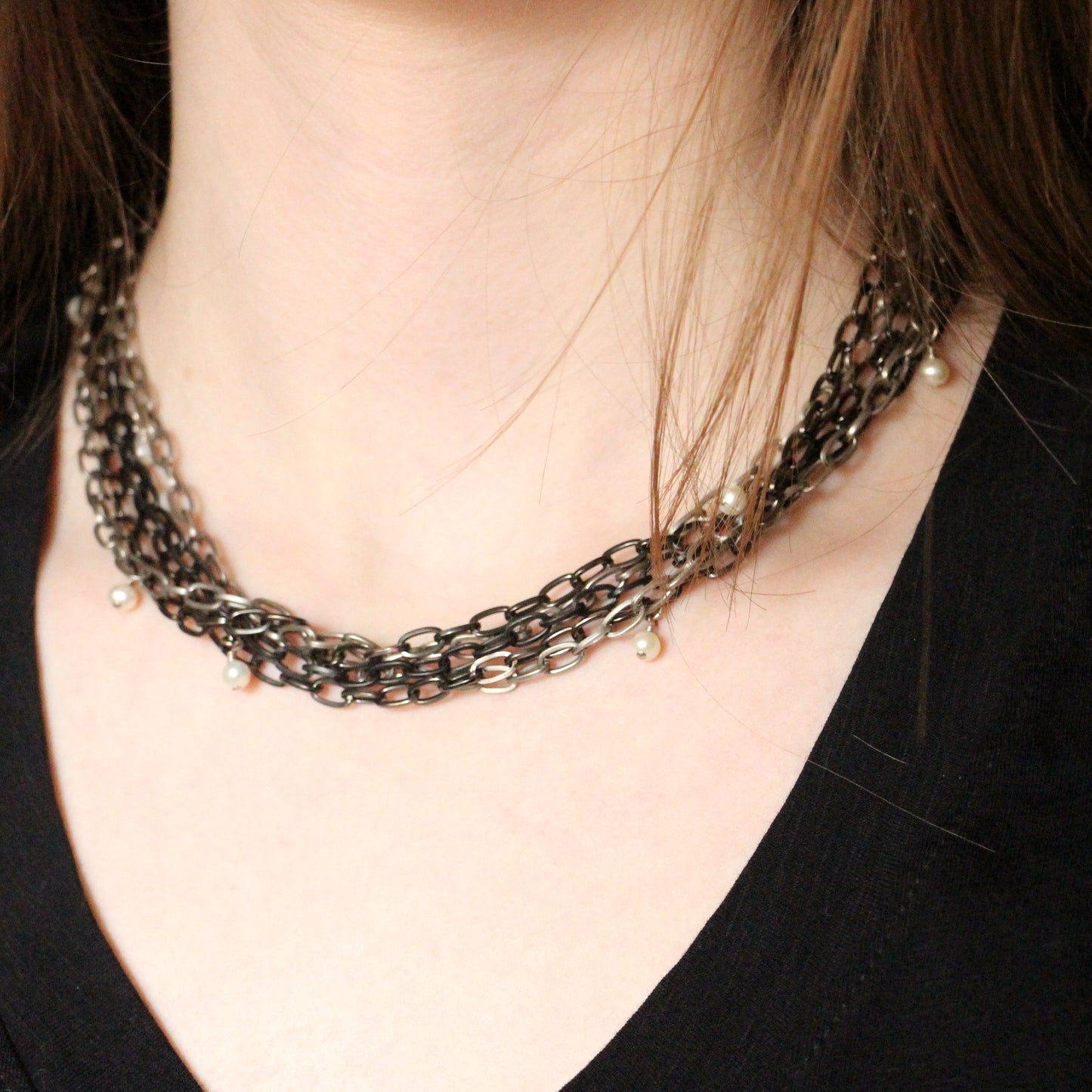 SO Cool Metal Mix with Pearl Accents Necklace