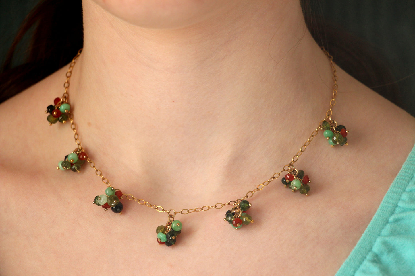 Fantasia Multi-gem Cluster necklace