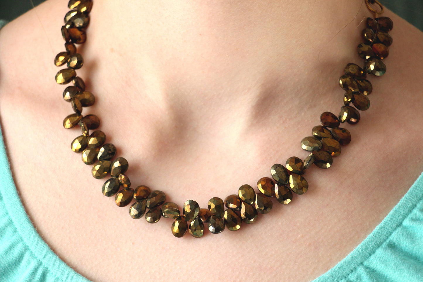 Golden Metallic Black Spinel Necklace