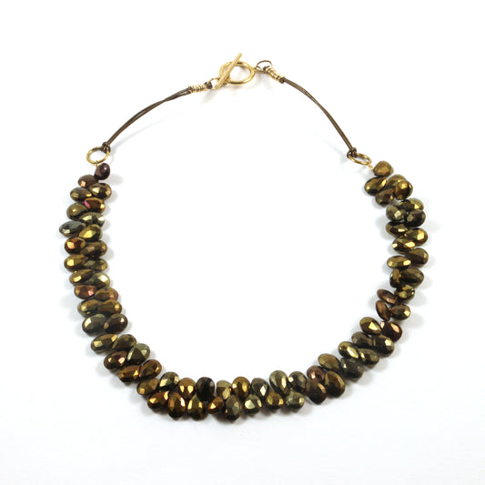 Golden Metallic Black Spinel Necklace